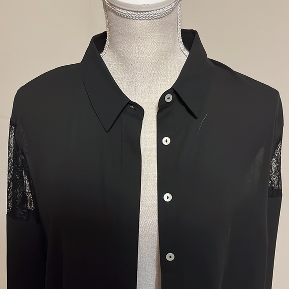 Liz Claiborne black blouse with lace. Size XXL - Picture 2 of 9